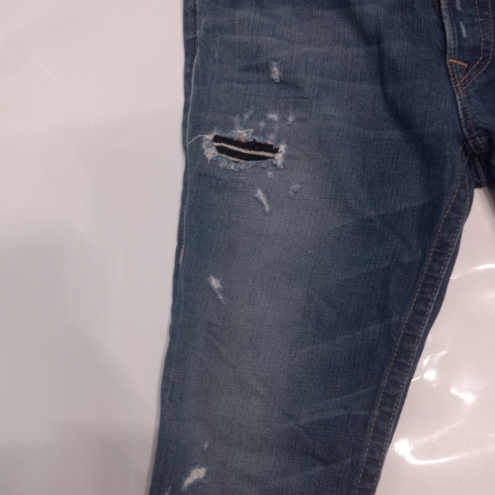 True Religion Womens 29 Serape Patch Distressed Straight Leg Jeans Made in USA - Picture 3 of 9